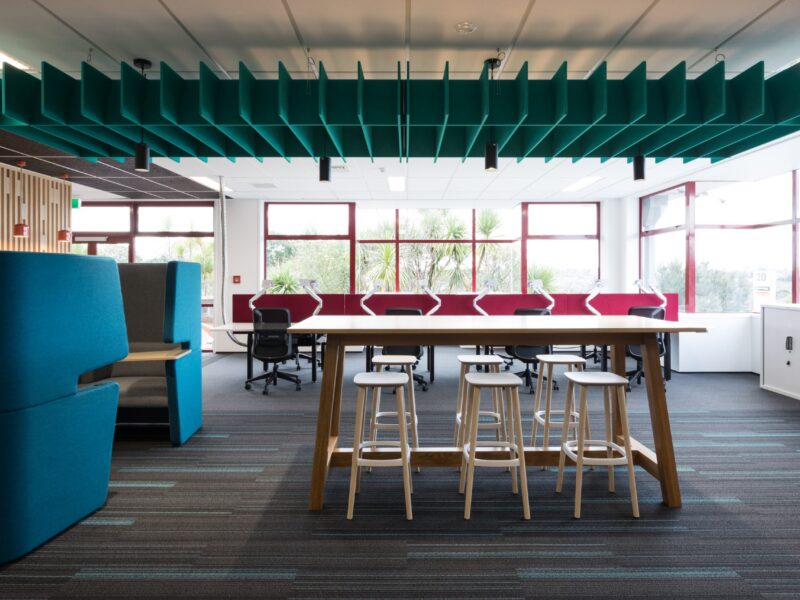 An image of Lattice Trapezium in Lotus, a blue-green, in an office